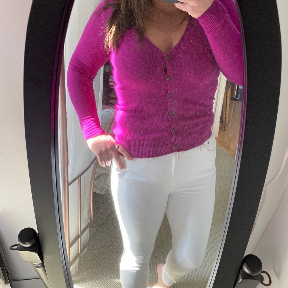 Gap Fuchsia Button Front Cardigan Sz S - Wow - image 2